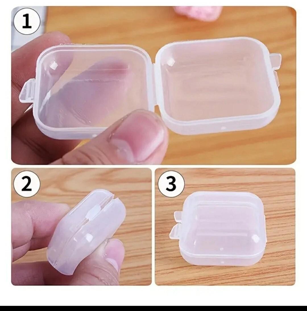 12 x Mini Clear Plastic Small Craft Box Jewellery Ring Storage Case Container