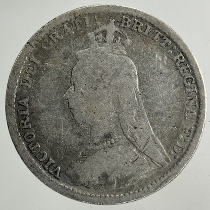 1889 Victoria Threepence Silver Coin | Fair Grade