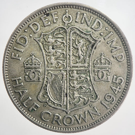 1945 George VI Half - Crown Silver Coin | Fine Collectable Grade | a6336