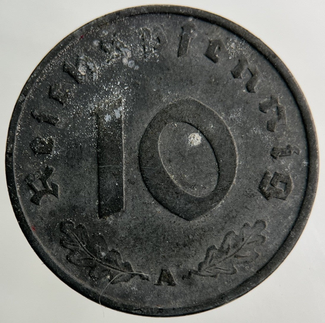 1943 Germany German Nazi 10 Pfennig Coin | Fine Collectable Grade