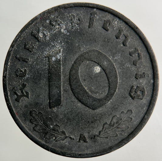 1943 Germany German Nazi 10 Pfennig Coin | Fine Collectable Grade