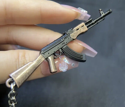 Mini Assault Rifle Gun Shaped Keyring Premium Keychain Gift UK