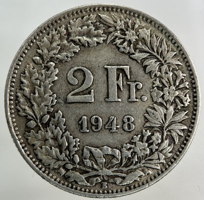 1948 Switzerland Swiss 2 Francs Silver Coin | Very High Grade