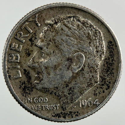 1964 - D US USA Roosevelt Dime Silver Coin | Collectable Grade