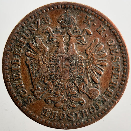 1858 - A Austria 1 One Kreuzer Coin | Fine Collectable Grade