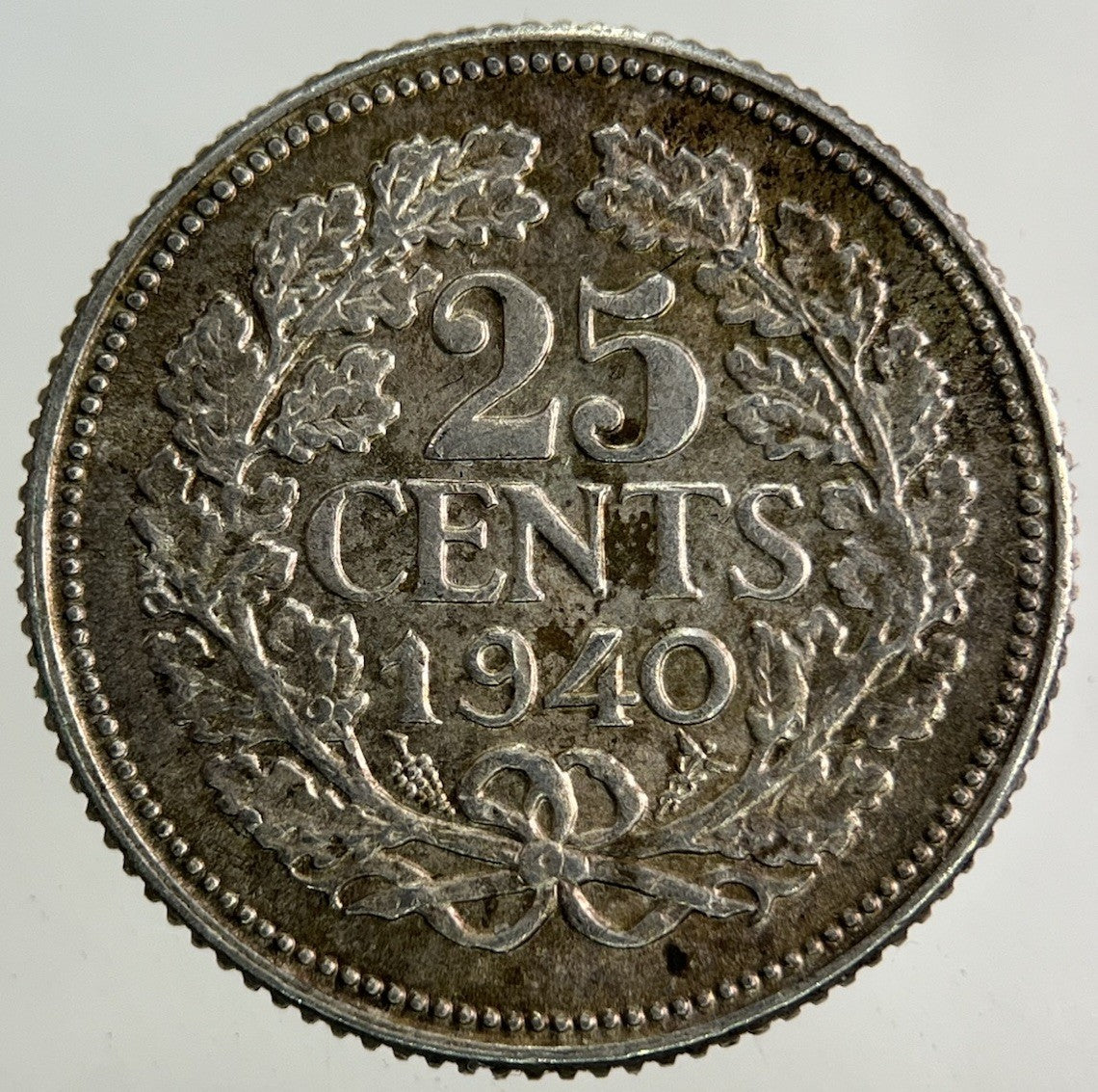 1940 Netherlands 25 Cents Silver Coin | Very High Grade