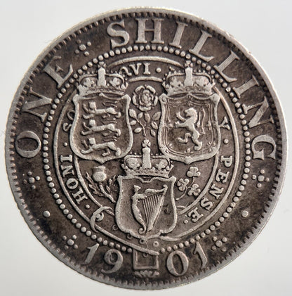 1901 Veiled Head Victoria Shilling Silver Coin | Fine Collectable Grade | a2659