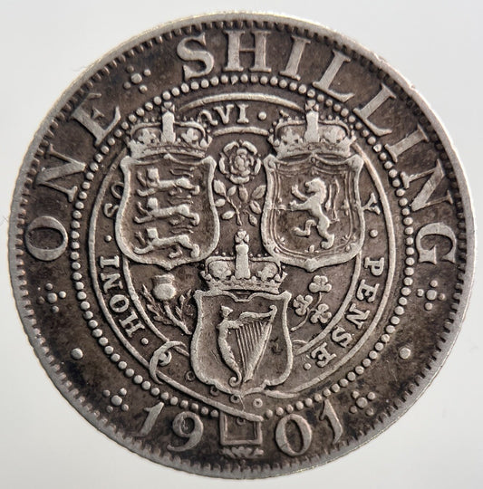 1901 Veiled Head Victoria Shilling Silver Coin | Fine Collectable Grade | a2659