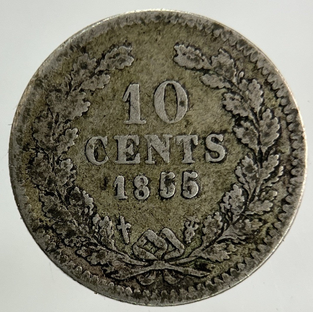1855 Netherlands 10 Cents Silver Coin | Fine Collectable Grade