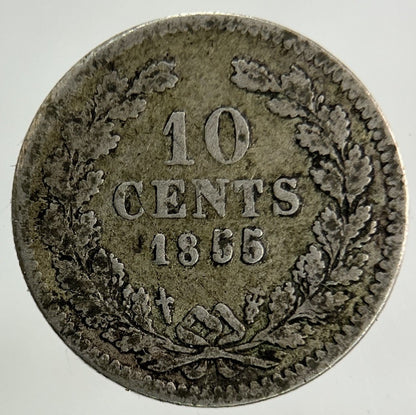 1855 Netherlands 10 Cents Silver Coin | Fine Collectable Grade
