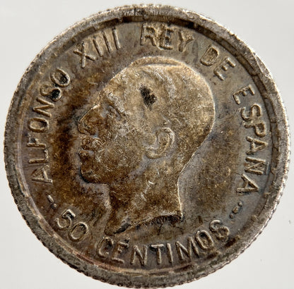 1926 Spain 50 Centimos Coin | Fine Collectable Grade