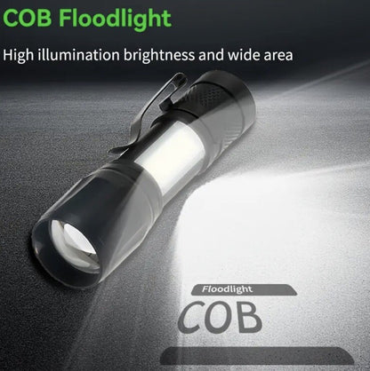 Black Mini Rechargeable Flash - Light Compact With Clip & Charge Cable UK Stock