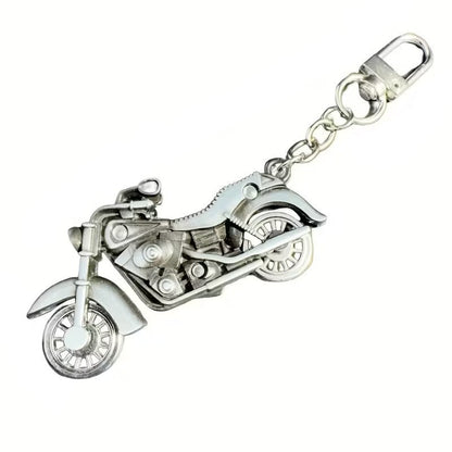 Mini Metal Classic Motorbike With Turning Wheels Keyring Keychain Gift UK