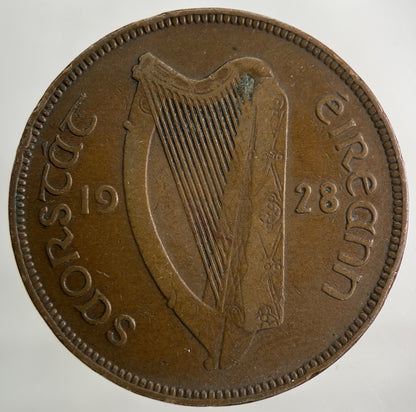 1928 Irish Ireland One Penny Coin | Collectable Grade