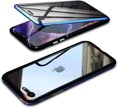 iPhone 7 / 8 Blue & Black 360 Magnetic Tempered Glass Protective Case