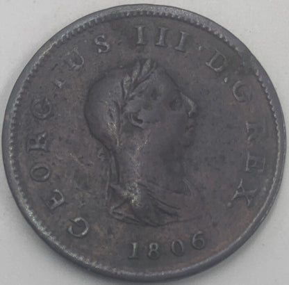 1806 Britannia Half Penny | British Copper Coin | George III | Fair Grade | a500