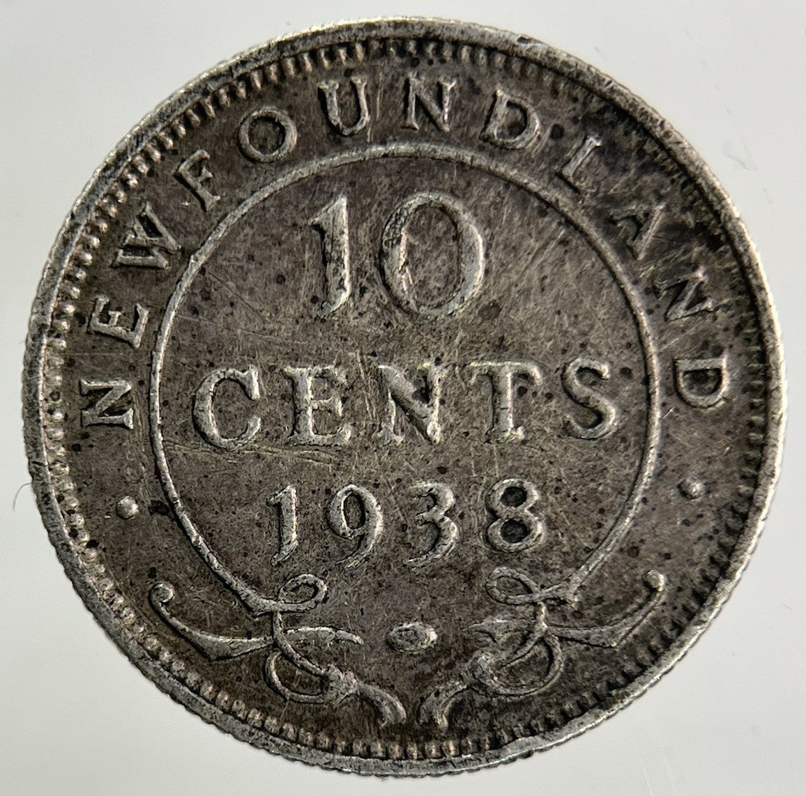 1938 Canada New - Found - land 10 Cents Silver Coin | Fine Collectable Grade