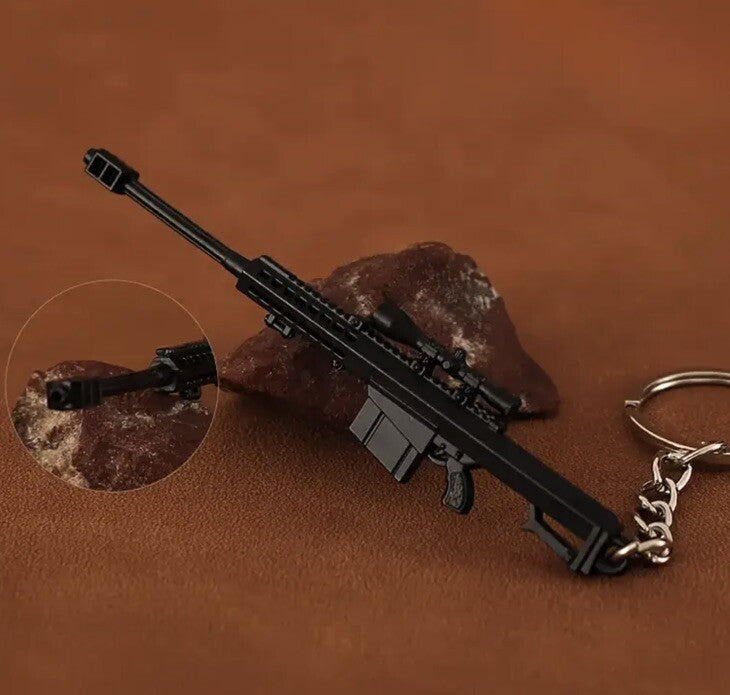 Mini Black Sniper Gun Shaped Keyring Premium Keychain Gift UK