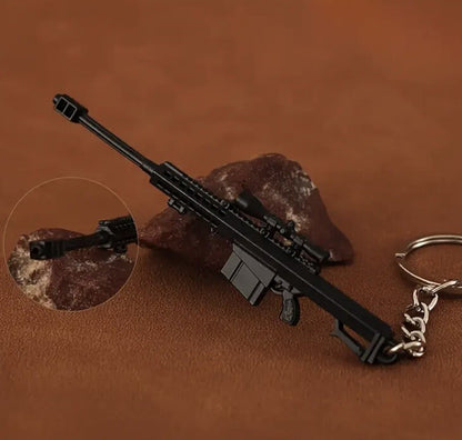 Mini Black Sniper Gun Shaped Keyring Premium Keychain Gift UK