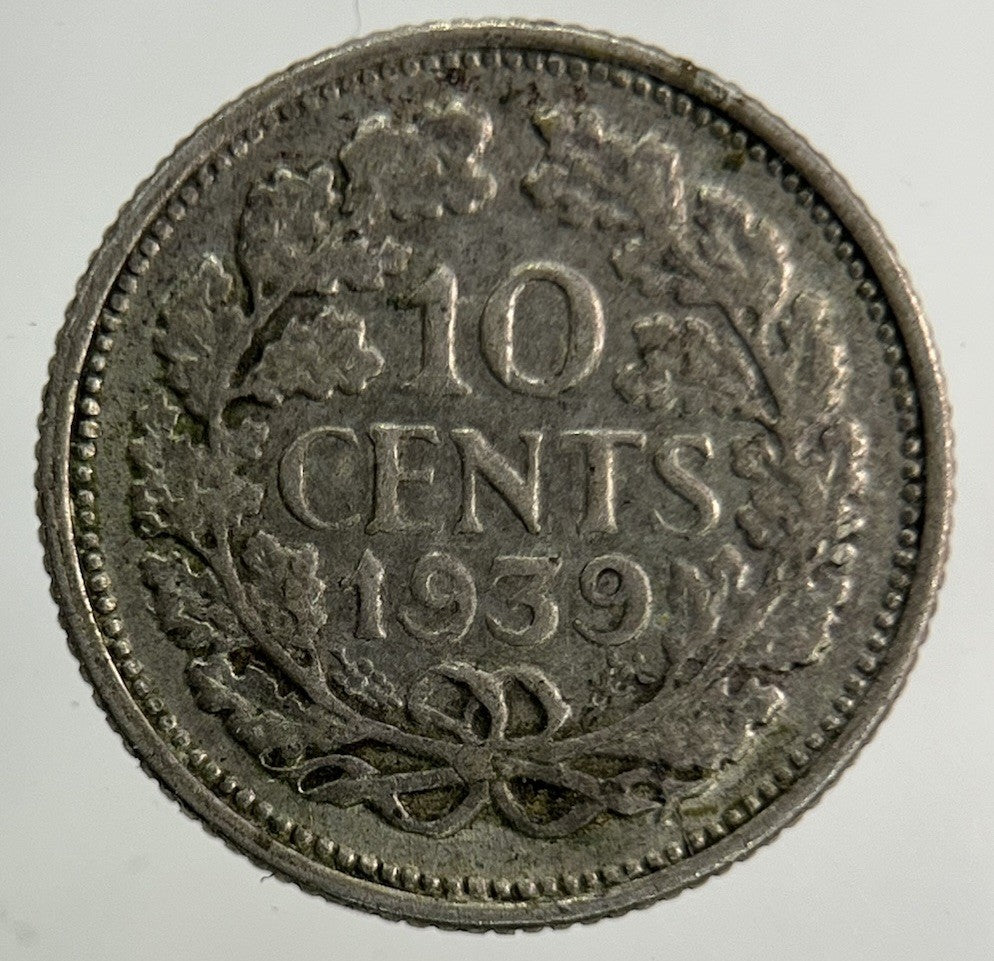1939 Netherlands 10 Cents Silver Coin | Fine Collectable Grade