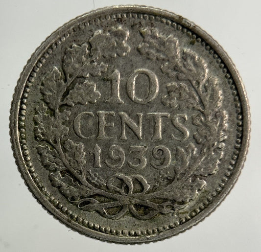 1939 Netherlands 10 Cents Silver Coin | Fine Collectable Grade