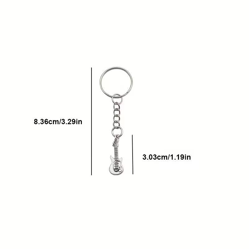Mini Metal Guitar Music Charm Keyring Premium Keychain Gift UK