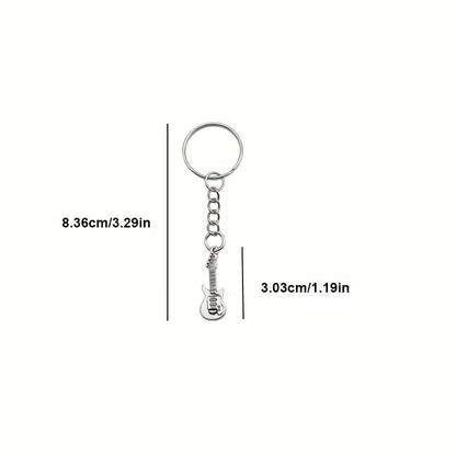 Mini Metal Guitar Music Charm Keyring Premium Keychain Gift UK