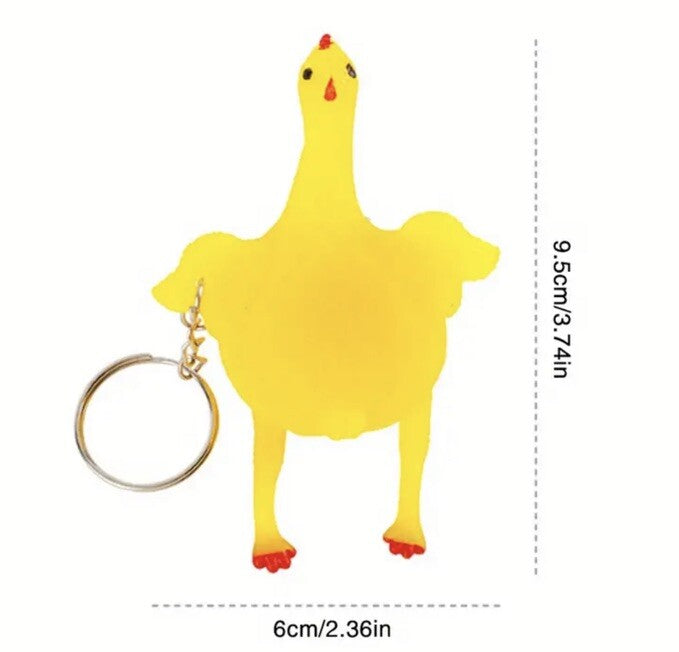 Mini Fun Chicken Laying Egg Rubber Keyring Premium Keychain Gift UK