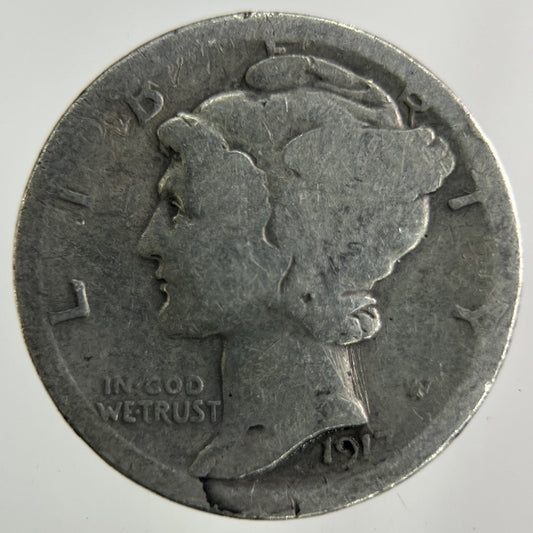 1917 - S US USA Mercury Dime Silver Coin | Collectable Grade