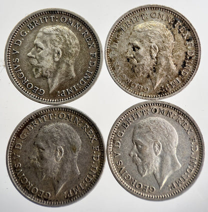 1933/34/35/36 George V Threepence Silver Coins | Very High Grade | a8744