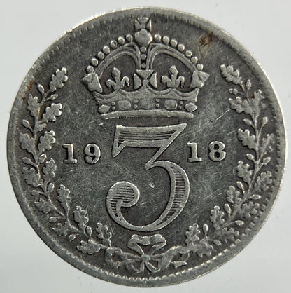 1918 George V Threepence Silver Coin | Fine Collectable Grade