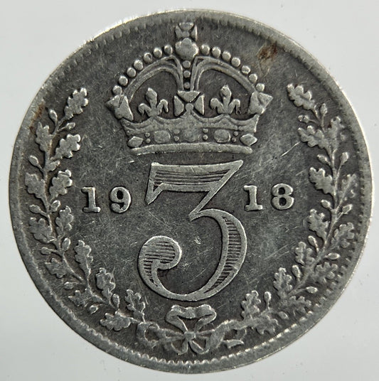 1918 George V Threepence Silver Coin | Fine Collectable Grade