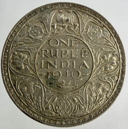 1940 India One Rupee Silver Coin | Fine Collectable Grade