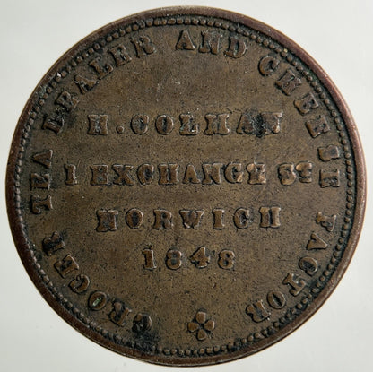 1848 Norwich H Colman Exchange Farthing Token Coin | Collectable Grade