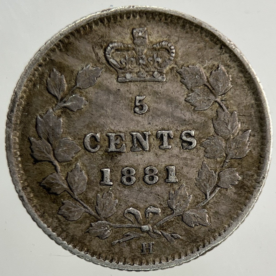 1881 - H Canada 5 Cents Silver Coin | Fine Collectable Grade