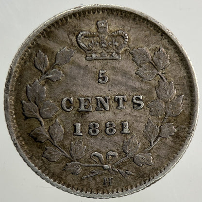 1881 - H Canada 5 Cents Silver Coin | Fine Collectable Grade