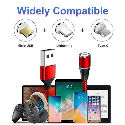 3 in 1 Magnetic USB Cable Charging Cable Multi Charger iPhone Lightening Type C