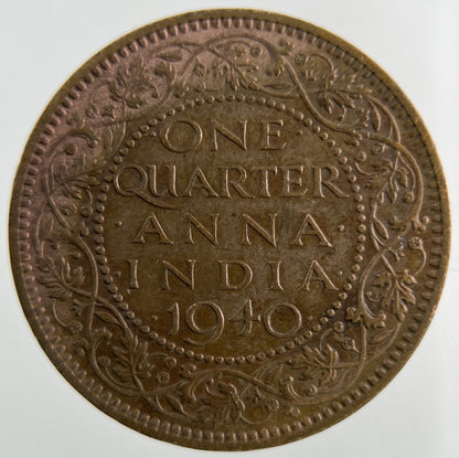 1940 India Quarter 1/4 Anna Coin | Fine Collectable Grade