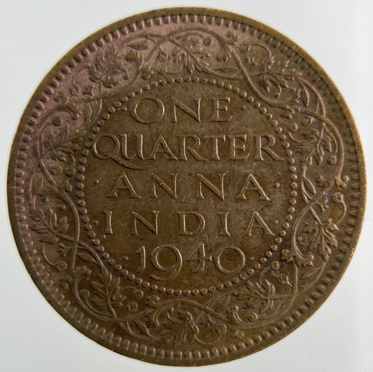 1940 India Quarter 1/4 Anna Coin | Fine Collectable Grade