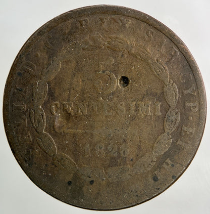 1826 Italy Sardinia 5 Centesimi Coin | Fair Grade