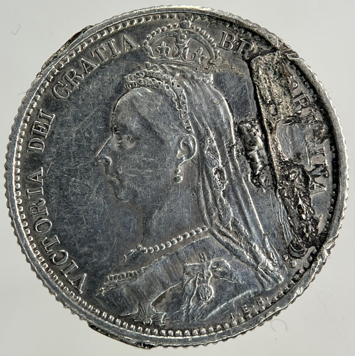 1887 Ex Mount Victoria Sixpence Silver Coin | Fine Collectable Grade