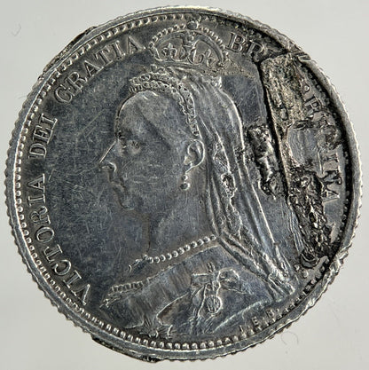 1887 Ex Mount Victoria Sixpence Silver Coin | Fine Collectable Grade