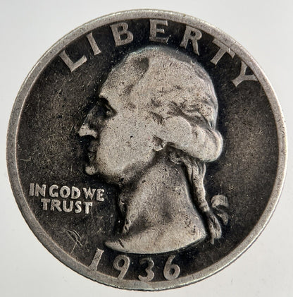 1936 - S US USA Quarter Dollar Silver Coin | Fine Collectable Grade