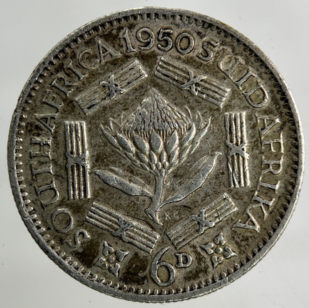 1950 South Africa Sixpence Silver Coin | Very High Grade