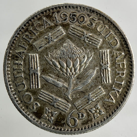 1950 South Africa Sixpence Silver Coin | Very High Grade