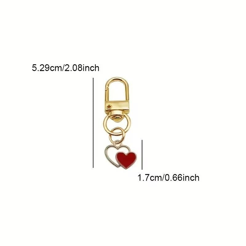 Mini Metal Cute Red Love Heart Charm Keyring Keychain Gift UK