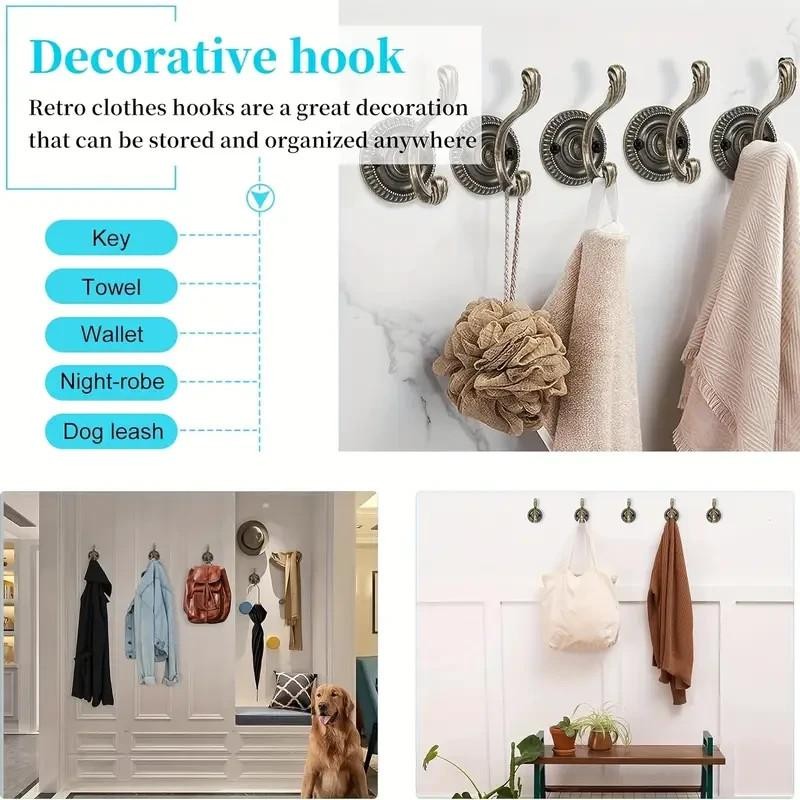 x3 Metal Antiqued Retro Clothing Coat Door Hook Wall Mounted Hanging Holder
