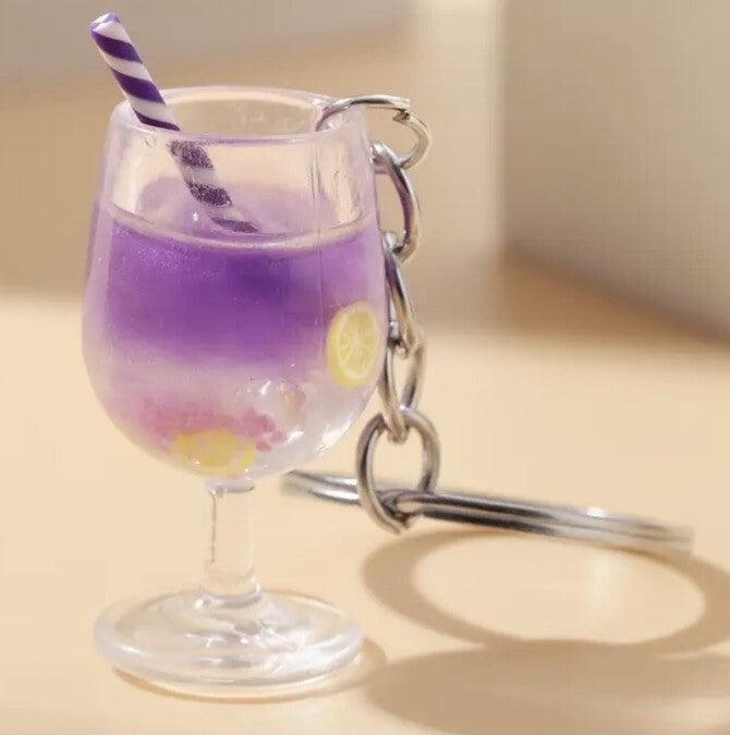 Mini Purple Cocktail Keyring Premium Keychain Gift UK