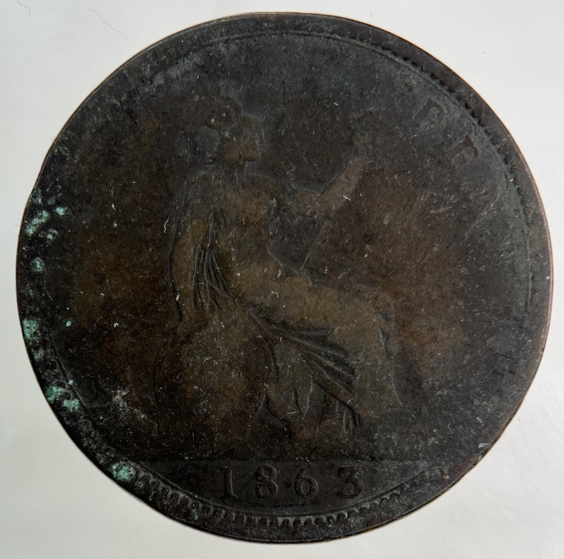 1863 Victoria One Penny Coin | Fair Grade