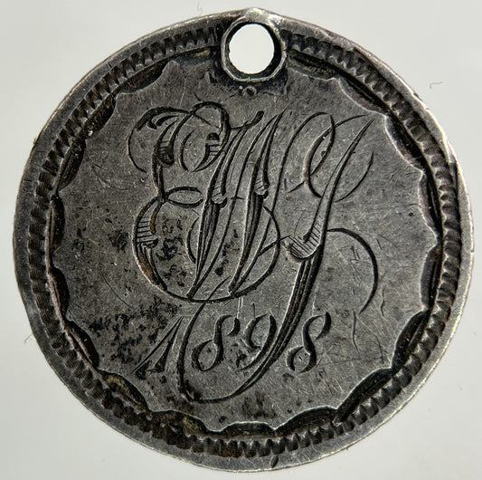 1805 Engraved George III 3rd Irish 5 Pence Bank Token Silver Coin